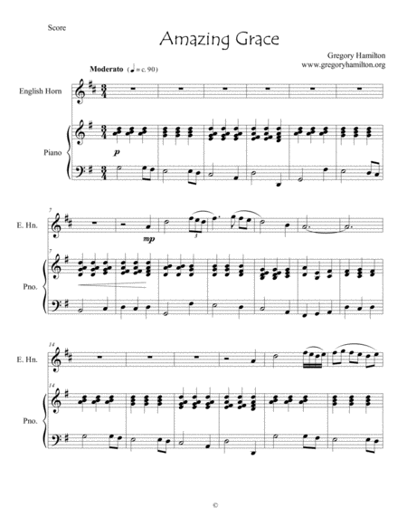 Amazing Grace for English Horn and Piano image number null