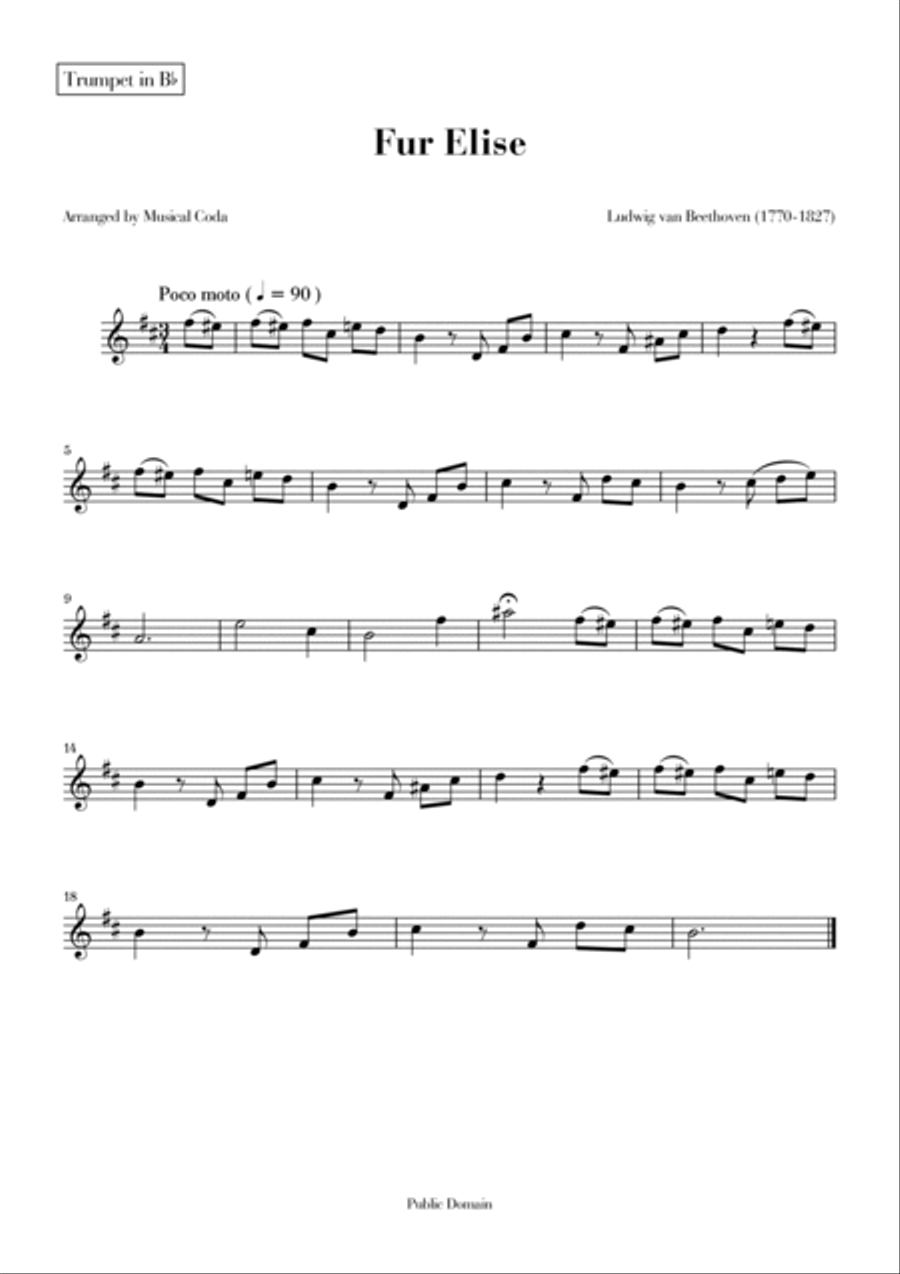 Fur Elise - Trumpet & Horn Brass Duet scores gallery preview page 2