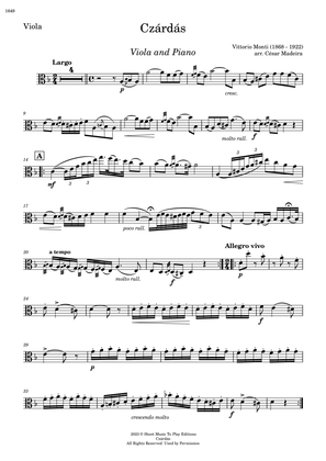 Book cover for Czardas - Viola and Piano (Individual Parts)