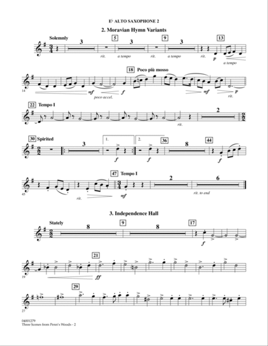 Three Scenes From Penn's Woods - Eb Alto Saxophone 2 Concert Band scores gallery preview page 2