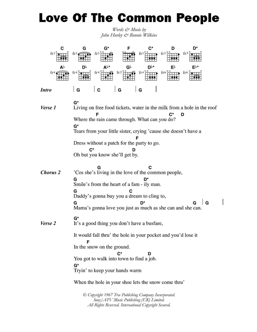 Love Of The Common People Easy Guitar scores gallery preview page 1