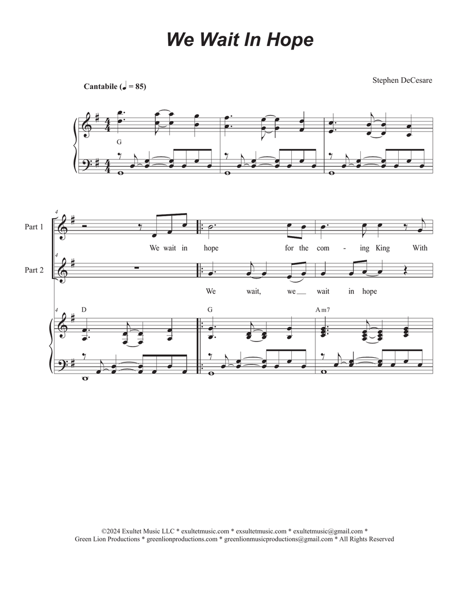 We Wait In Hope (2-part choir)