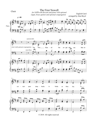 The First Noel (SATB with piano and optional congregation/audience)