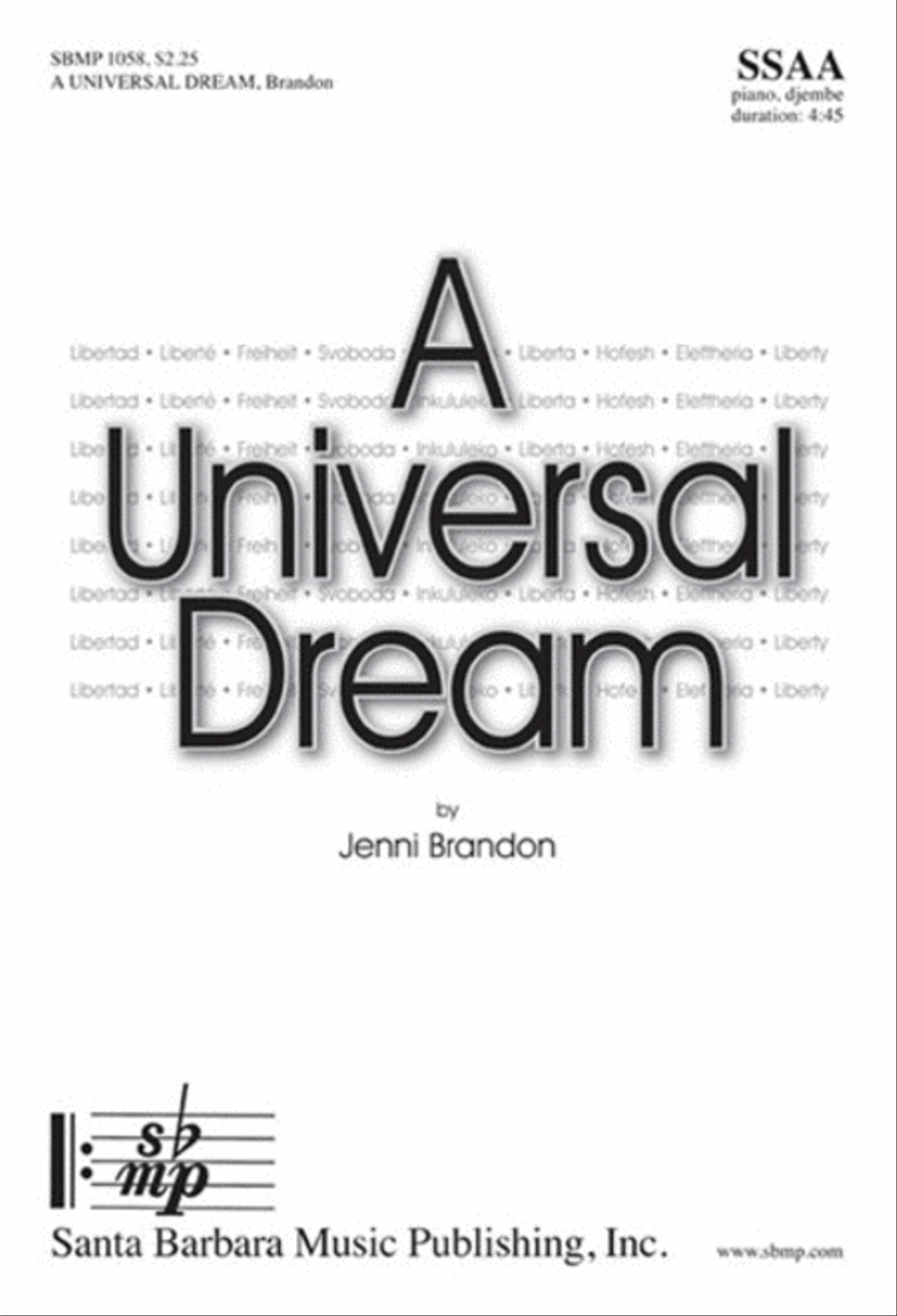 A Universal Dream - SSAA Octavo SSAA scores gallery preview page 1
