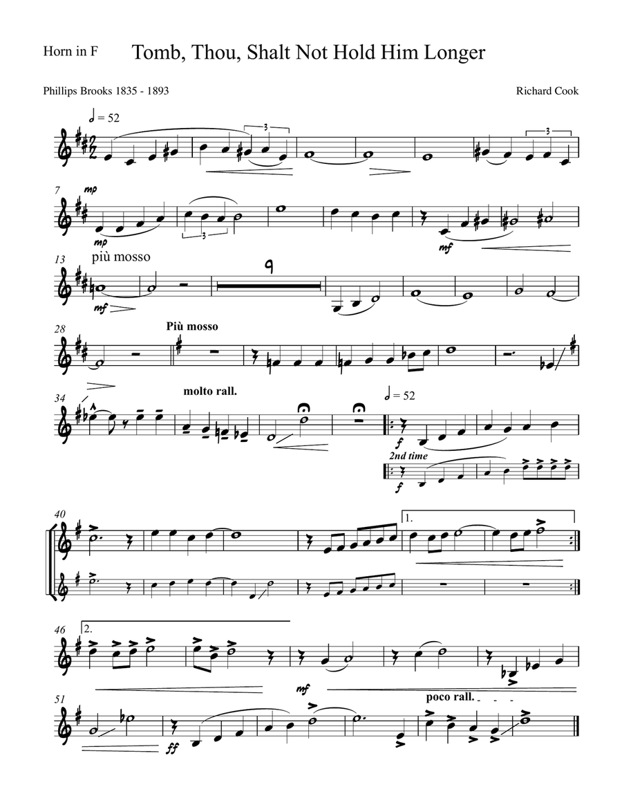 Tomb, Thou Shalt Not Hol him Longer FRENCH HORN PART Horn Solo scores gallery preview page 1