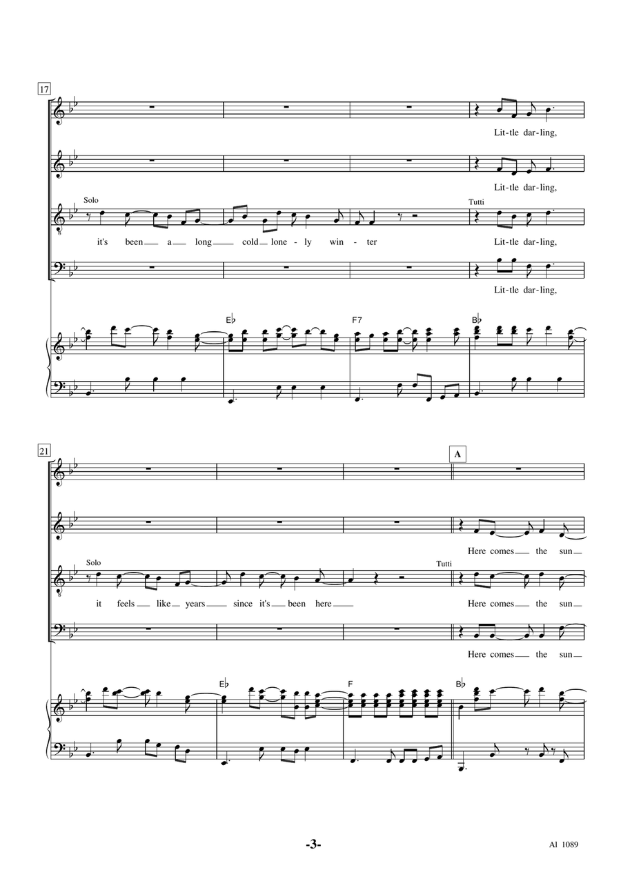 Here Comes The Sun 4-Part scores gallery preview page 3