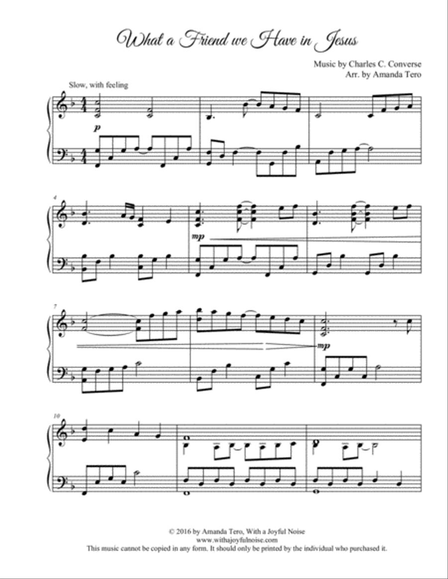 What a Friend (we have in Jesus) Piano Solo scores gallery preview page 3
