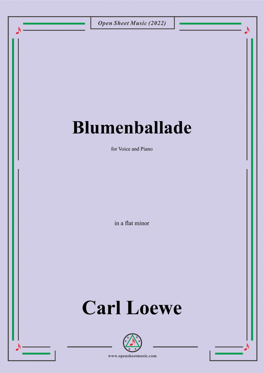 Loewe-Blumenballade,in a flat minor,for Voice and Piano Voice Solo scores gallery preview page 1