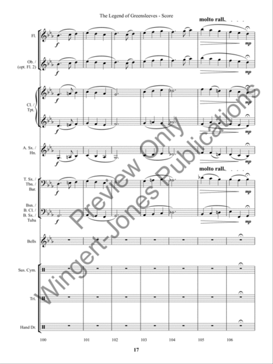 The Legend of Greensleeves (Score) Concert Band scores gallery preview page 20
