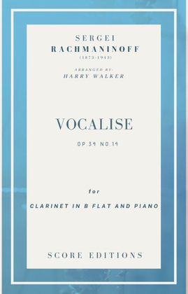 Book cover for Vocalise (Rachmaninoff) for Clarinet in Bb and Piano