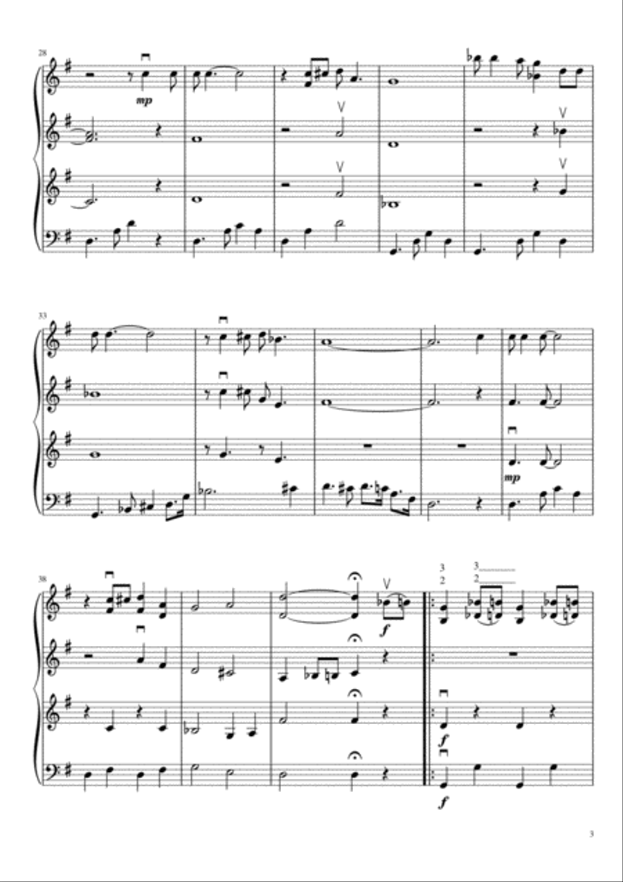 Saint Louis Blues (three violins and cello) String Quartet scores gallery preview page 4