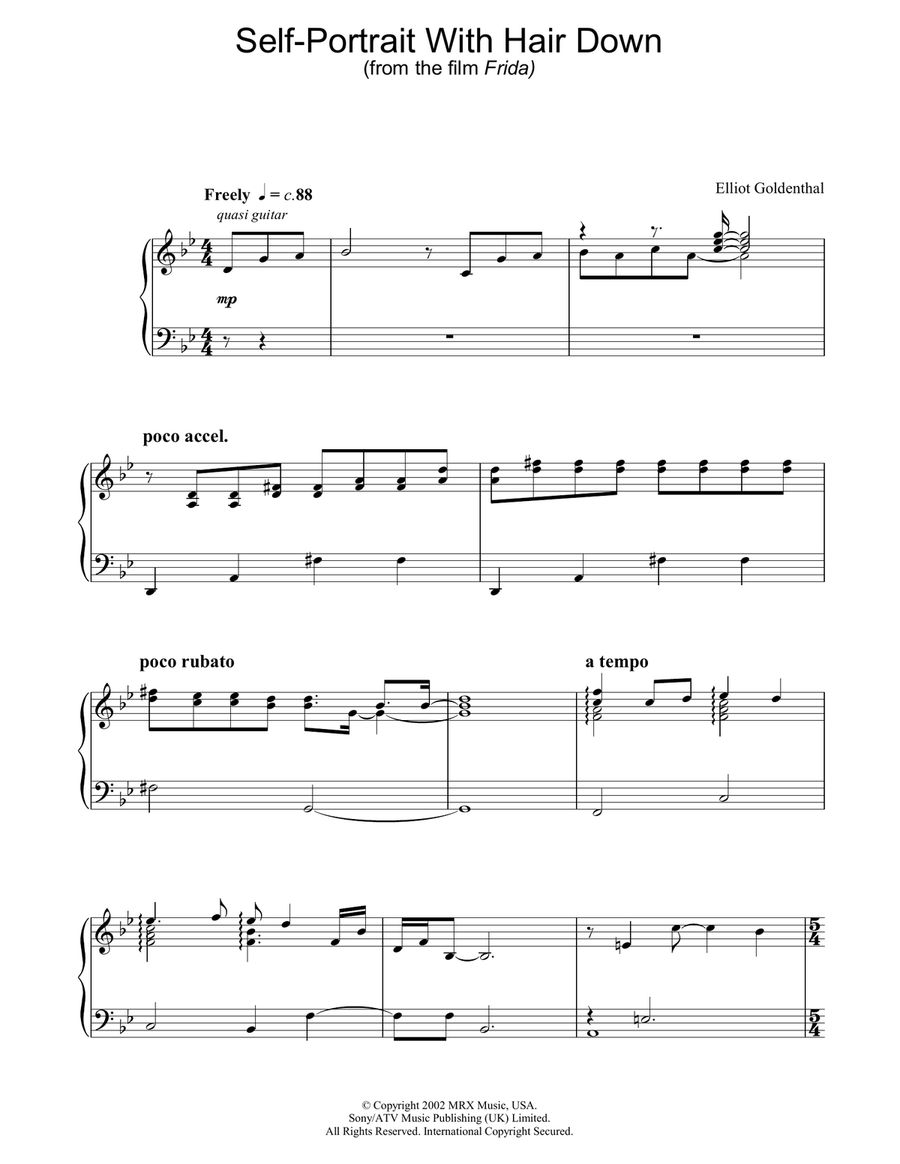 Self-Portrait With Hair Down Piano Solo scores gallery preview page 1