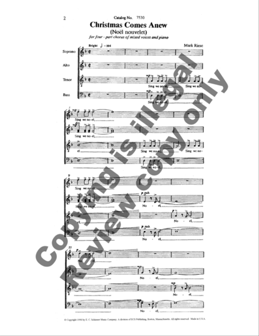 Christmas Comes Anew (Noel Nouvelet) 4-Part scores gallery preview page 8