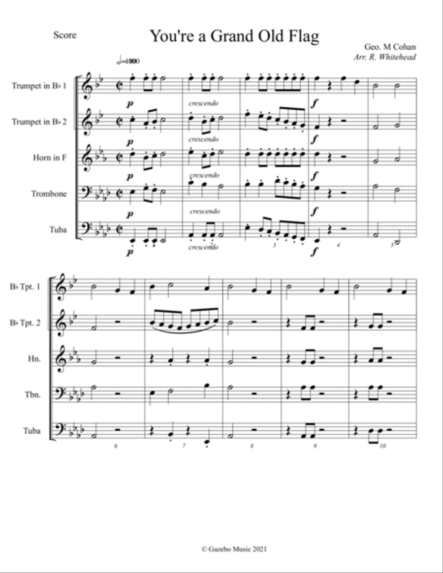 You're a Grand Old Flag Brass Ensemble scores gallery preview page 3
