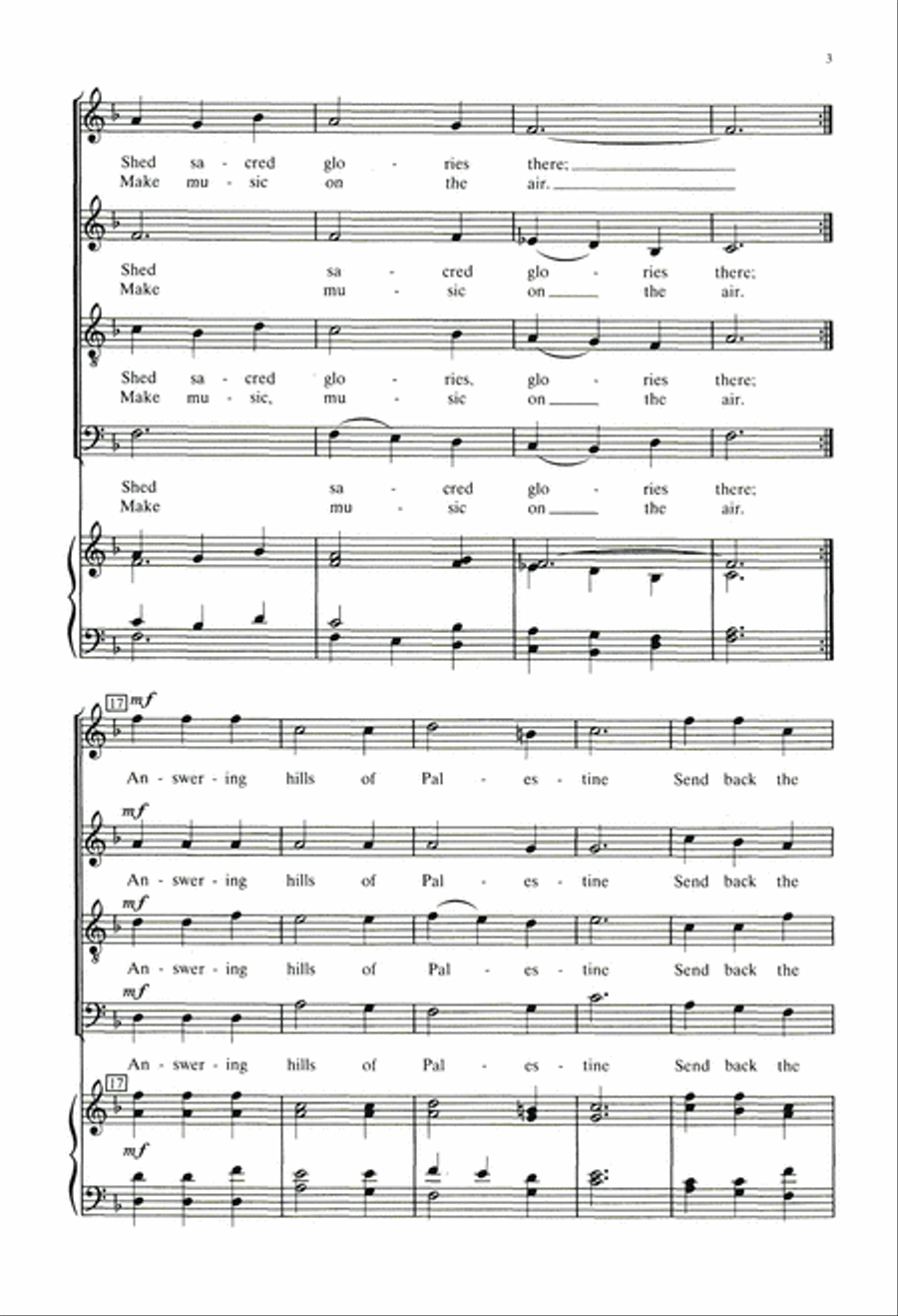 Calm On The List'ning Ear Of Night 4-Part scores gallery preview page 3