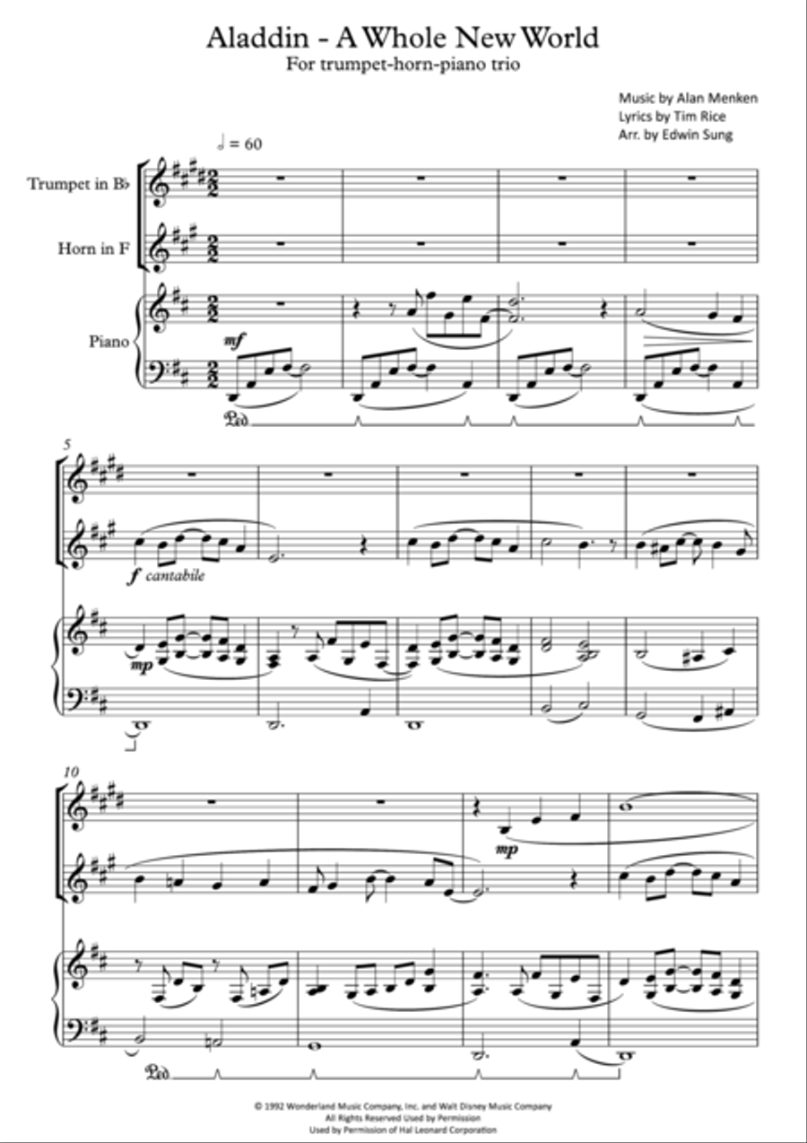 A Whole New World (from 'Aladdin') Brass Duet scores gallery preview page 1