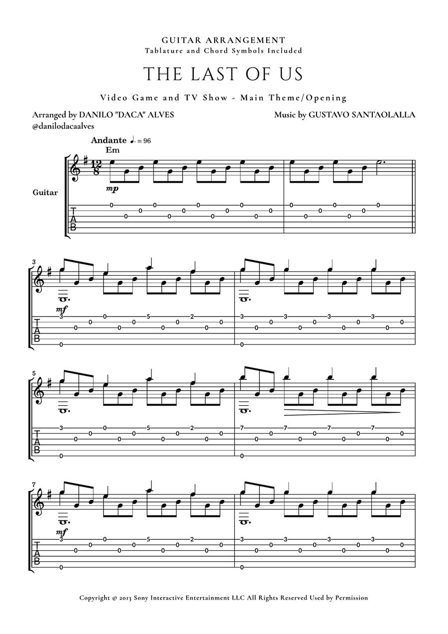 The Last Of Us Acoustic Guitar scores gallery preview page 1