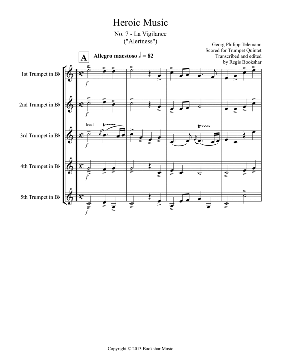 Heroic Music - No. 7. La Vigilance (Bb) (Trumpet Quintet) image number null