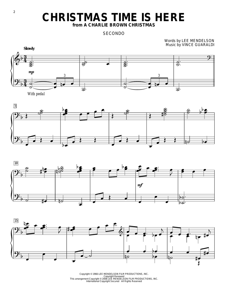 Christmas Time Is Here Piano Duet scores gallery preview page 1