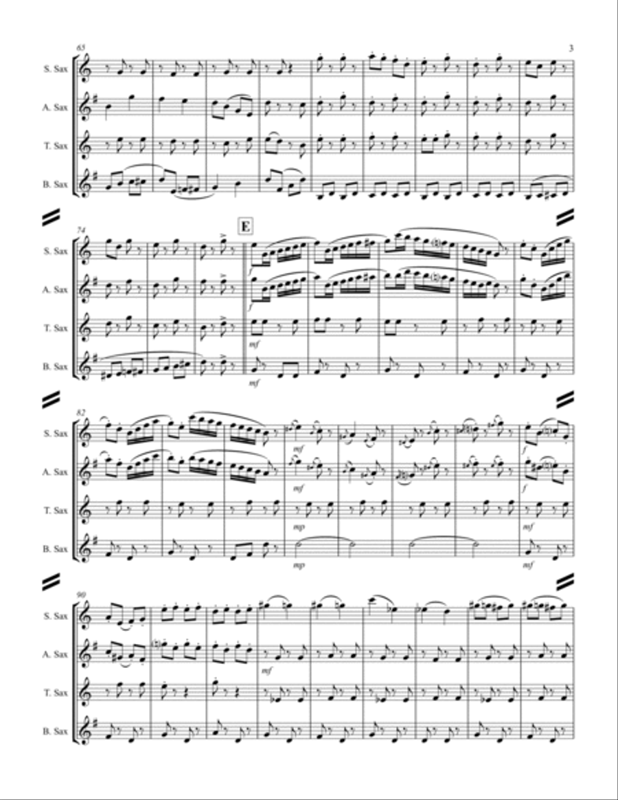 Strauss II - Perpetual Motion (for Saxophone Quartet SATB) Saxophone Quartet scores gallery preview page 4