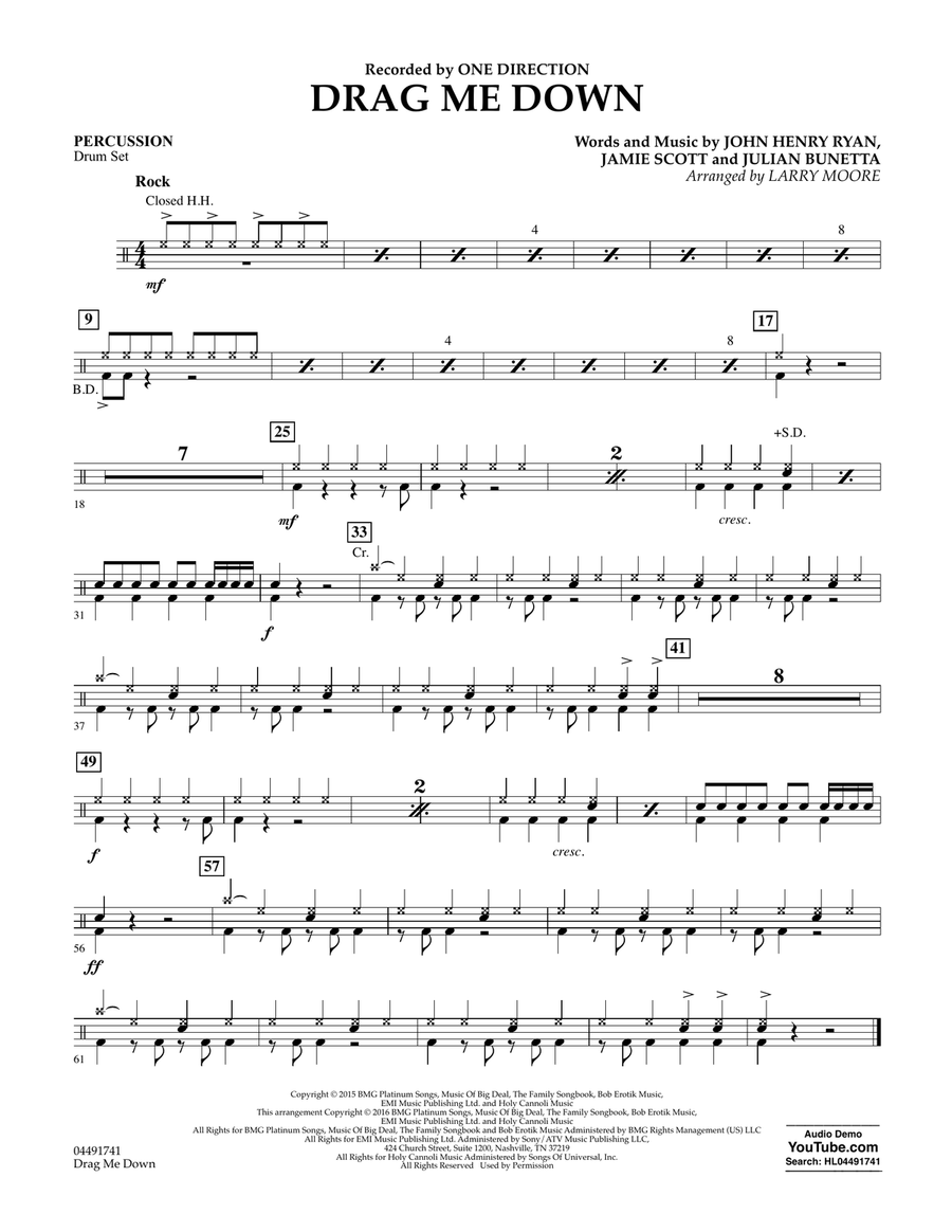 Drag Me Down - Percussion