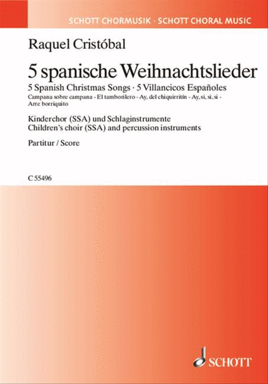 5 (five) Spanish Christmas Songs Children's Choir (ssa) And Percussion Instruments SSA scores gallery preview page 1