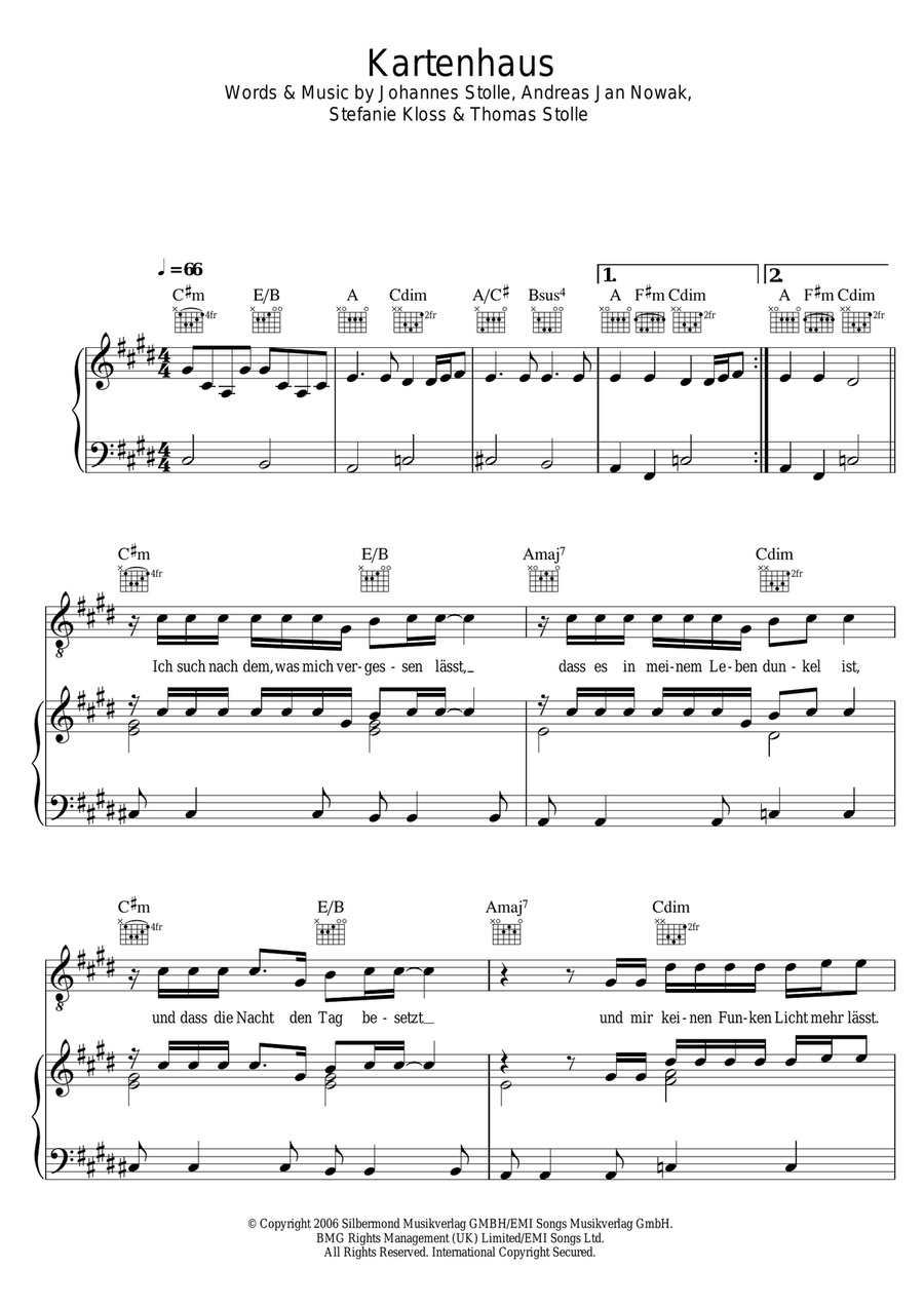 Kartenhaus Piano, Vocal scores gallery preview page 1