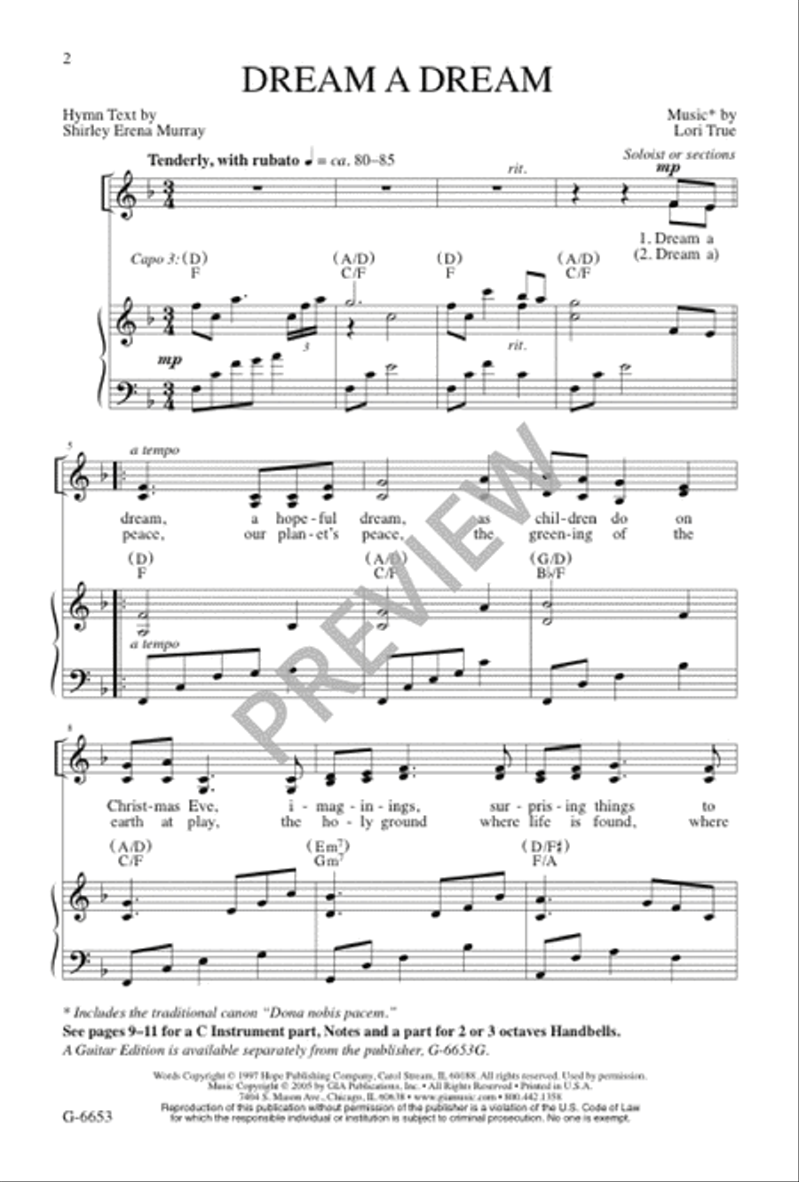 Dream a Dream Dream a Dream 4-Part scores gallery preview page 2