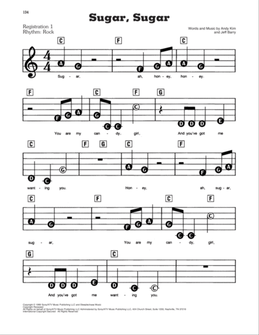 Sugar, Sugar Sugar, Sugar Electronic Keyboard scores gallery preview page 1