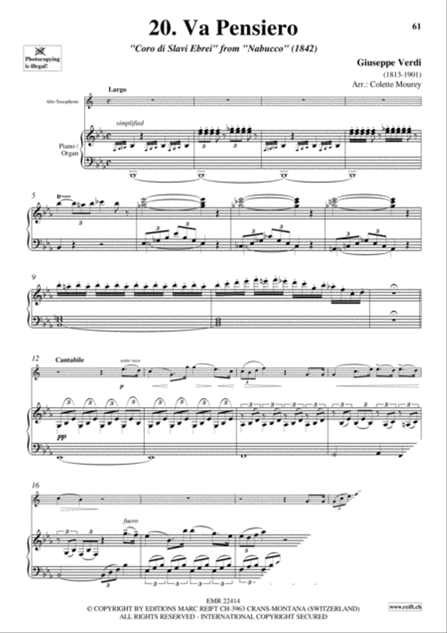 20 Greatest Arias Alto Saxophone scores gallery preview page 22