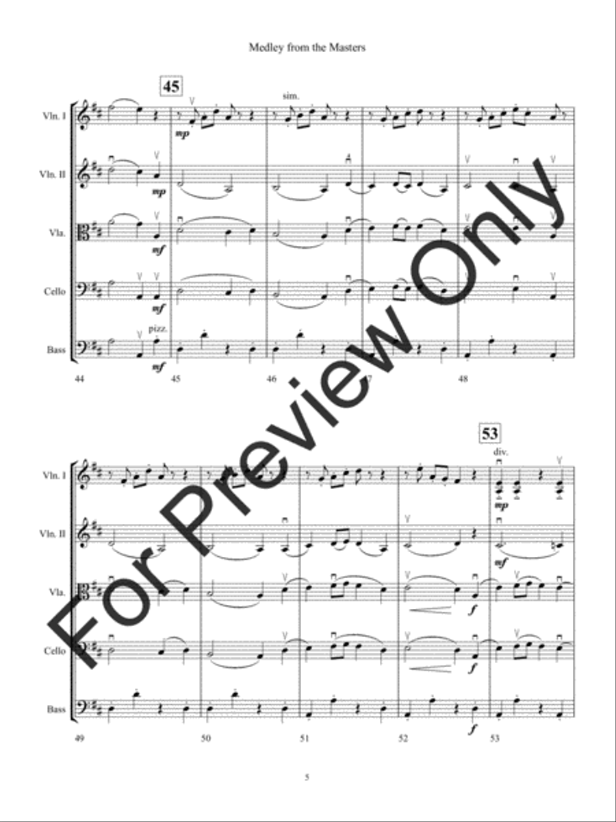 Medley from the Masters (Score) String Orchestra scores gallery preview page 8