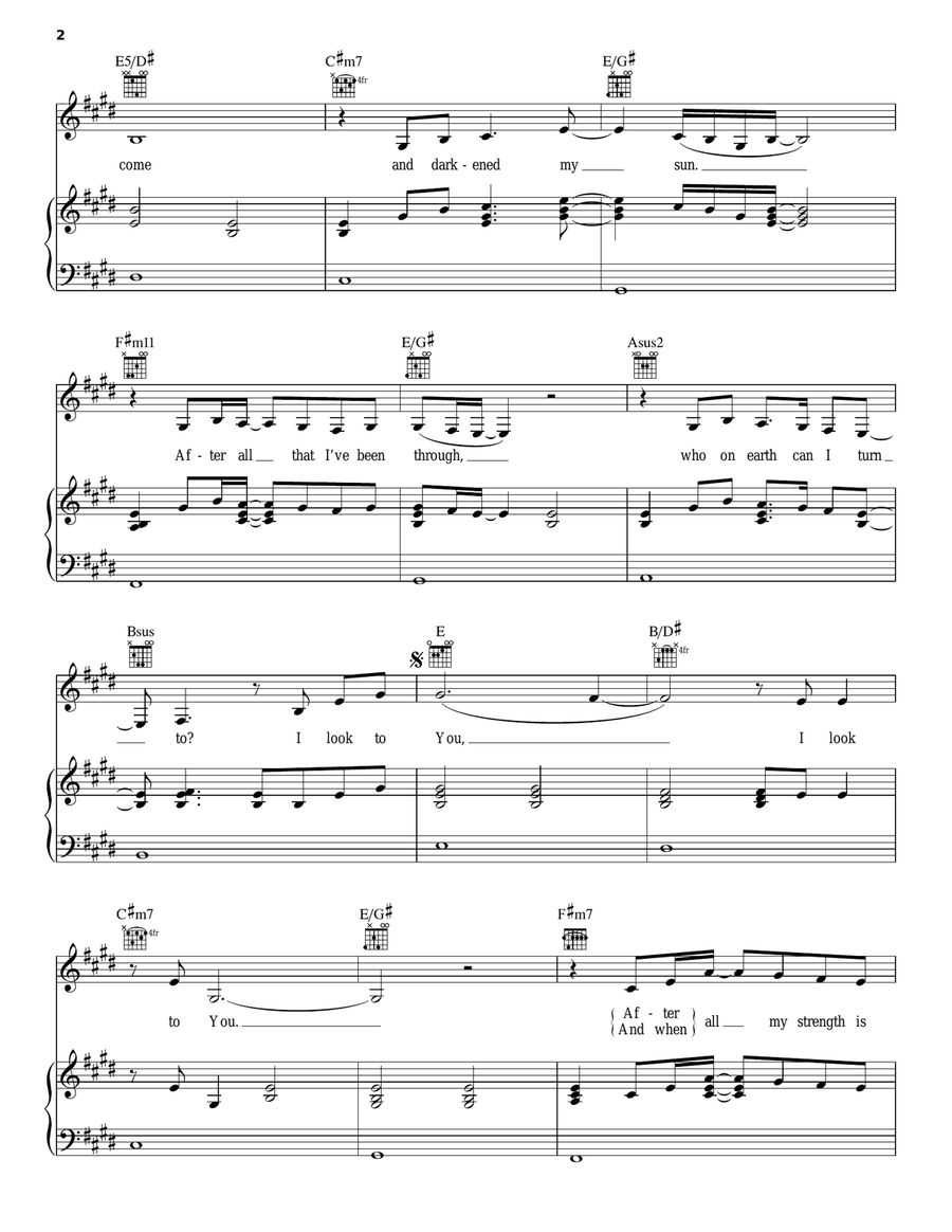 I Look To You I Look To You Piano, Vocal, Guitar scores gallery preview page 2
