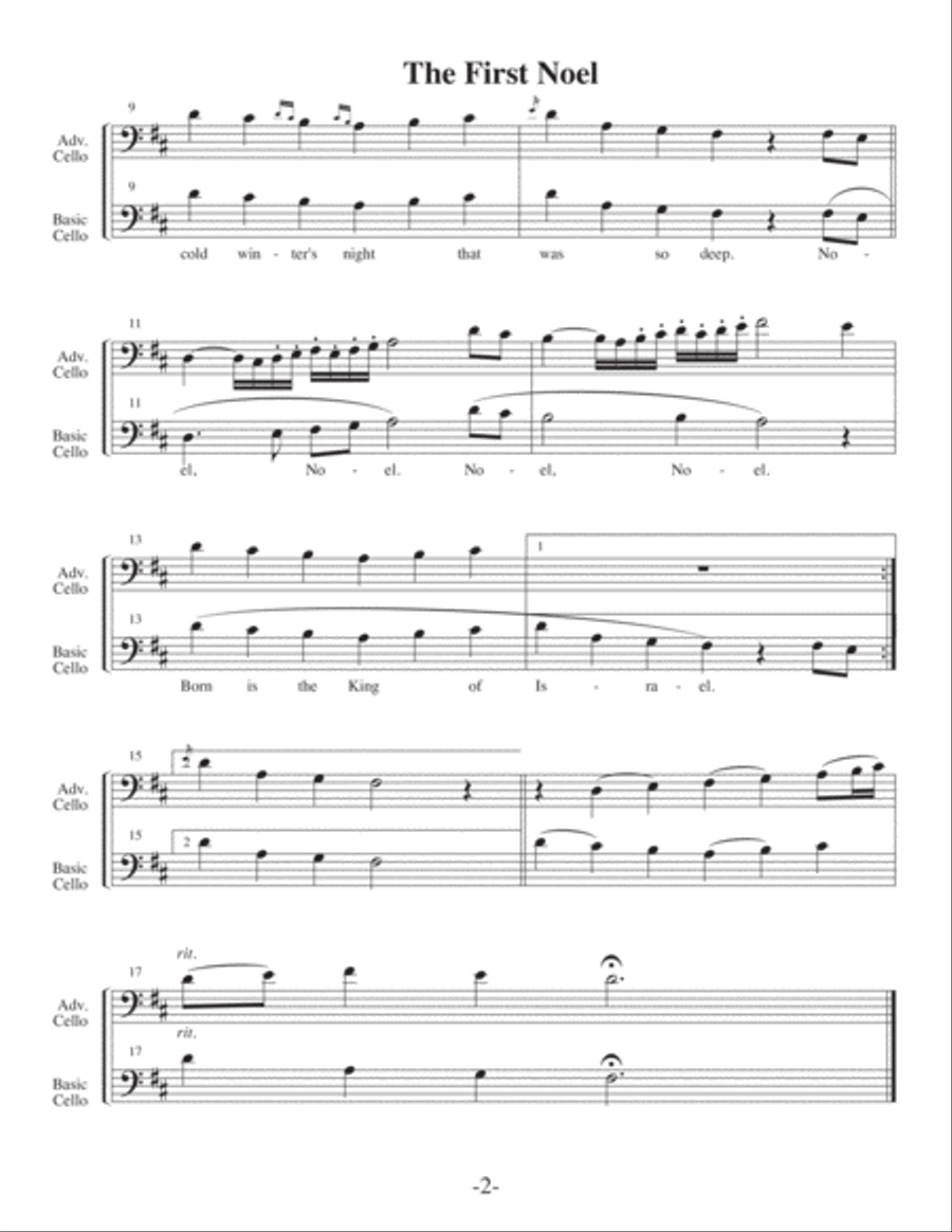 The First Noel-v2 (Arrangements Level 1-3 for CELLO) Christmas Cello Solo scores gallery preview page 3