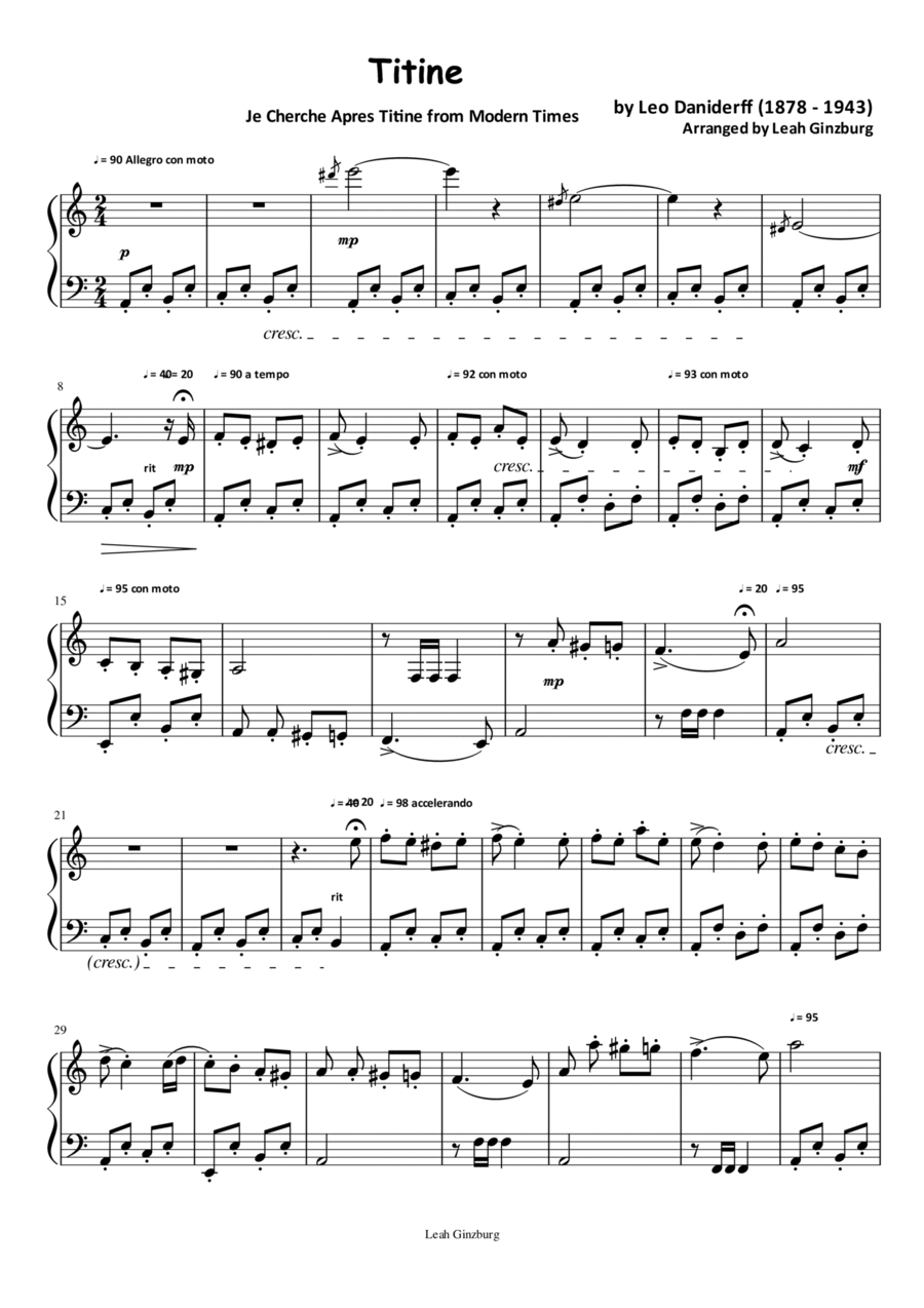 Titine Piano, Vocal, Guitar scores gallery preview page 1