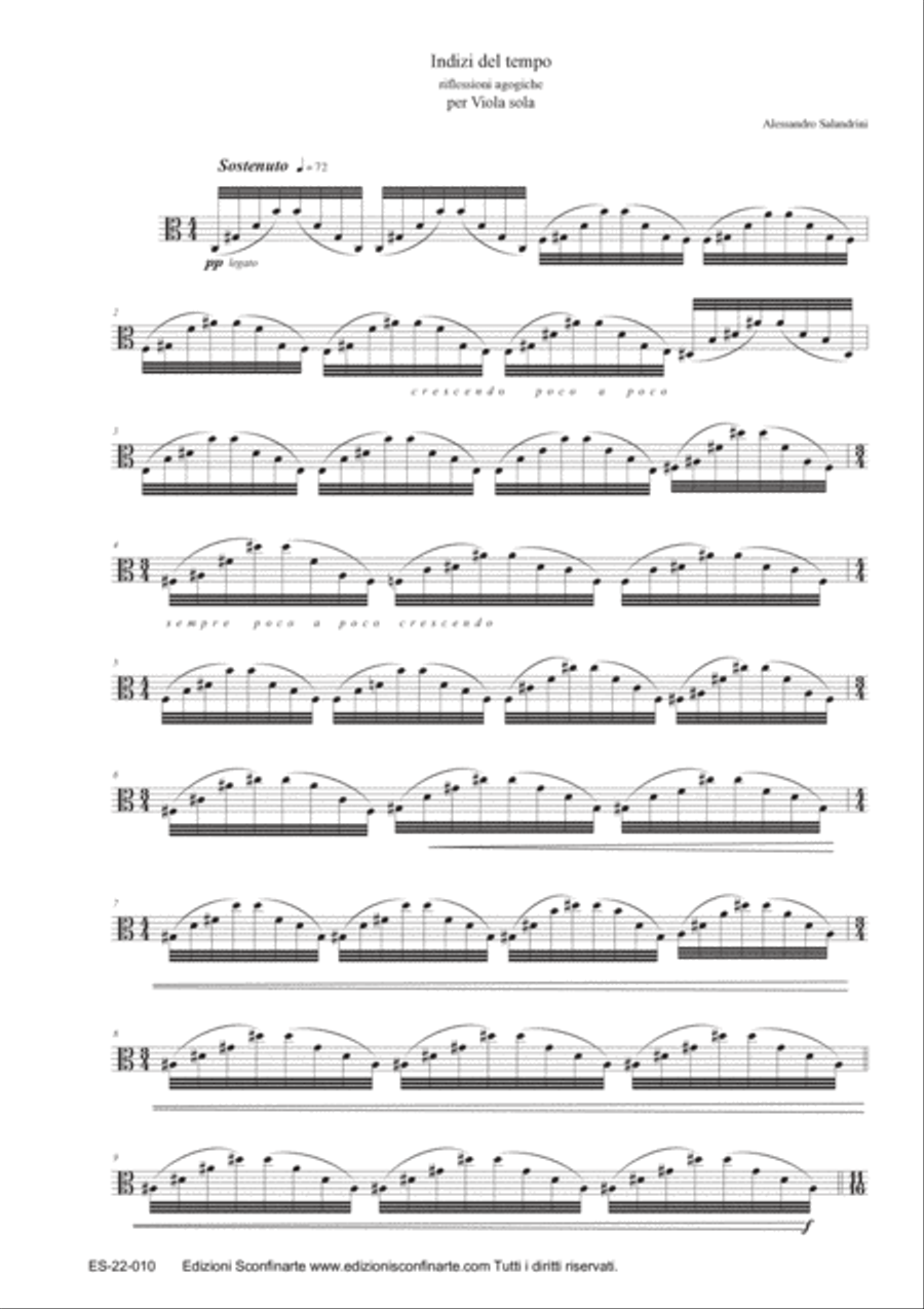 Alessandro Salandrini: INDIZI DEL TEMPO (ES-22-010) Viola Solo scores gallery preview page 3