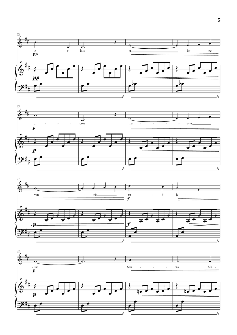 Bach / Gounod Ave Maria in D major • soprano sheet music with piano accompaniment Soprano Voice scores gallery preview page 3