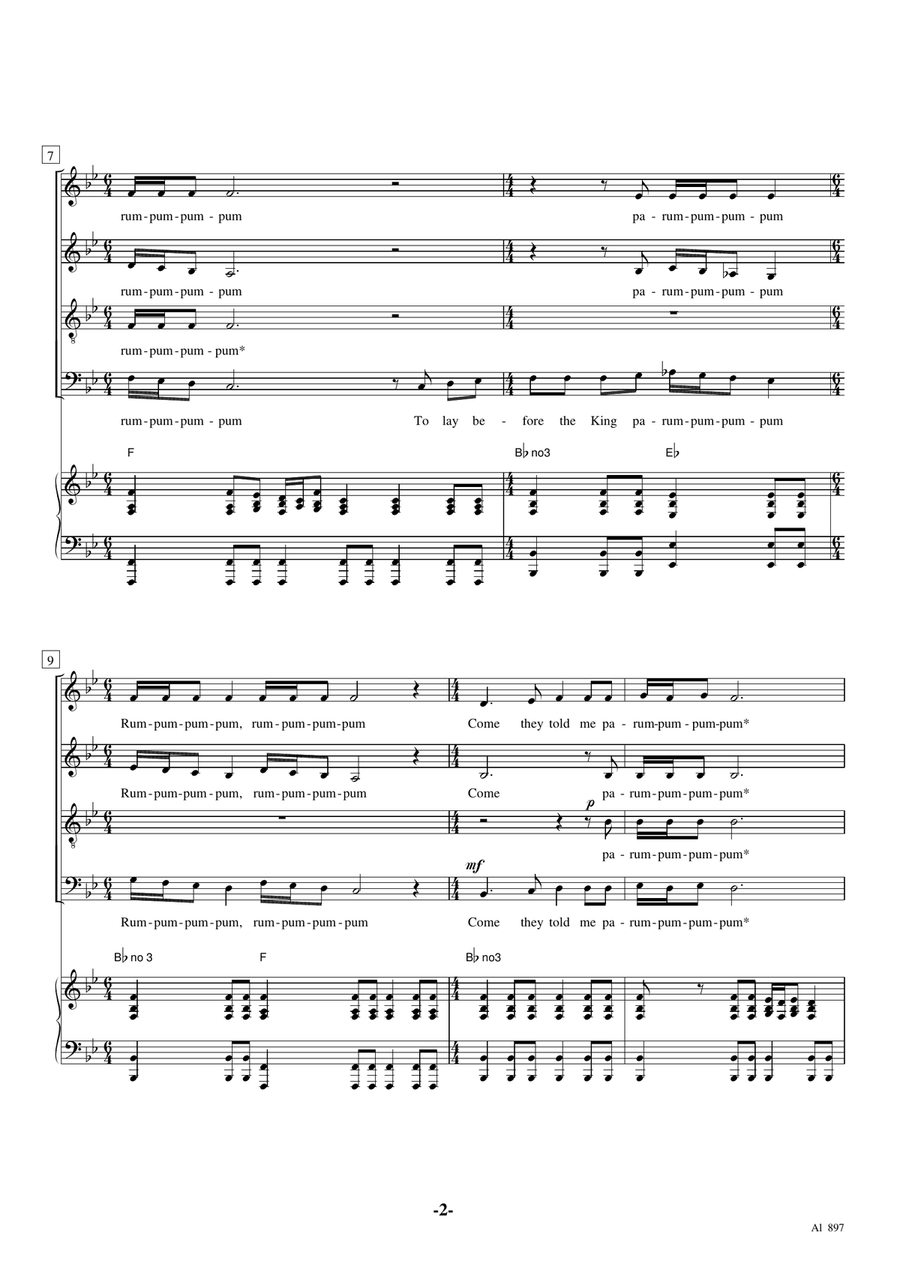 The Little Drummer Boy The Little Drummer Boy 4-Part scores gallery preview page 2