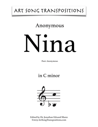 Book cover for ANONYMOUS: Nina (transposed to C minor)