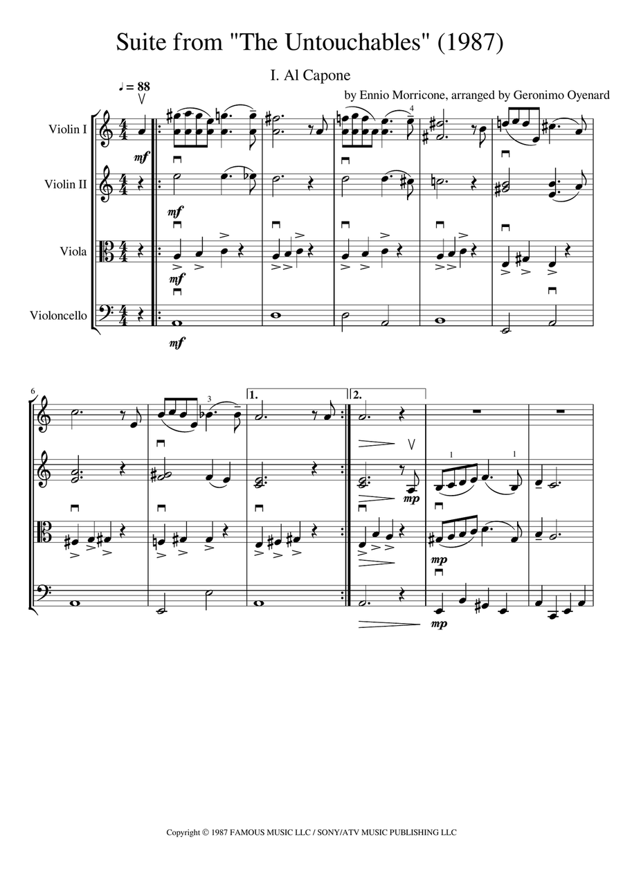 The Untouchables - Main Title String Quartet scores gallery preview page 3