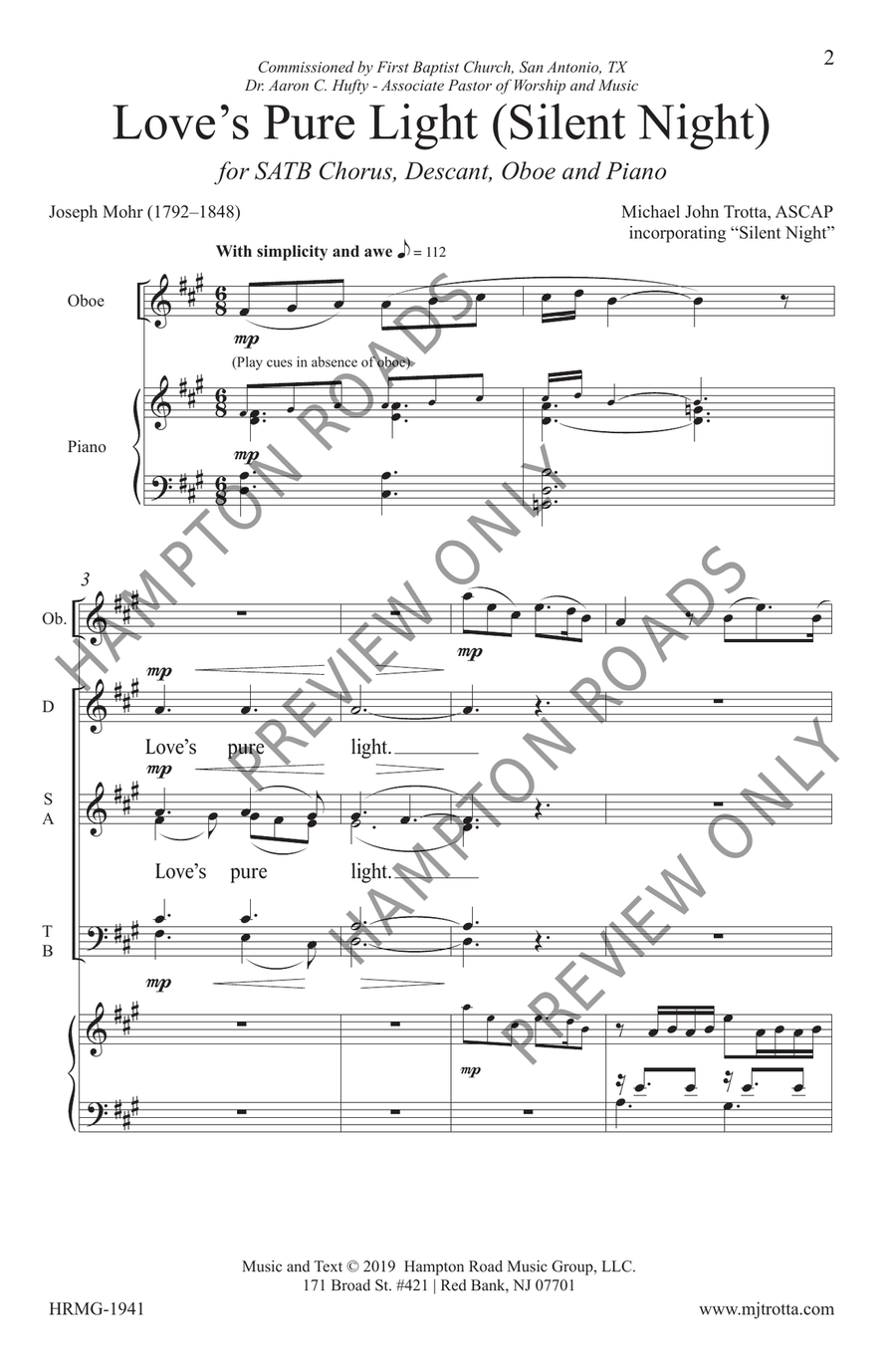 Love's Pure Light, Silent Night (SATB) 4-Part scores gallery preview page 3
