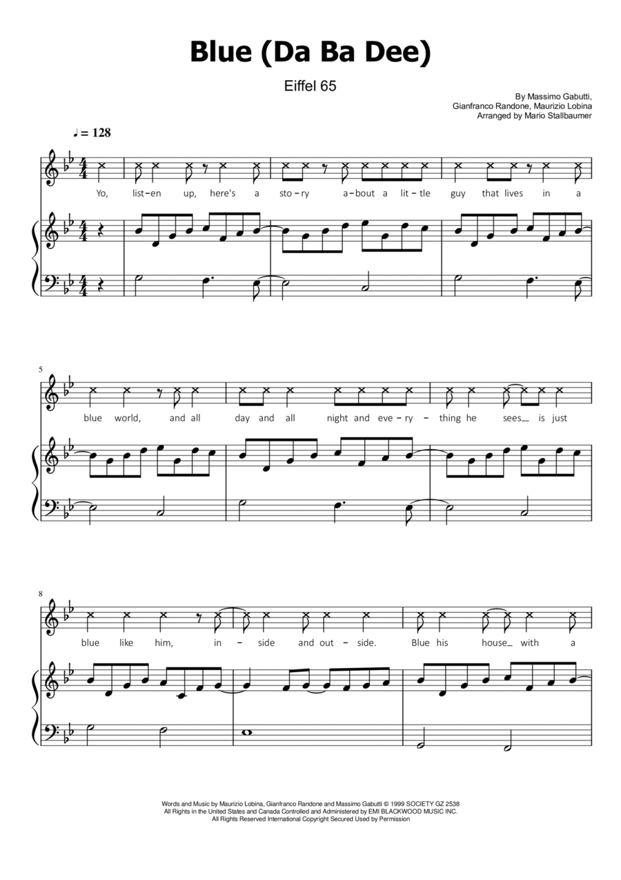 Blue (da Ba Dee) Voice scores gallery preview page 1