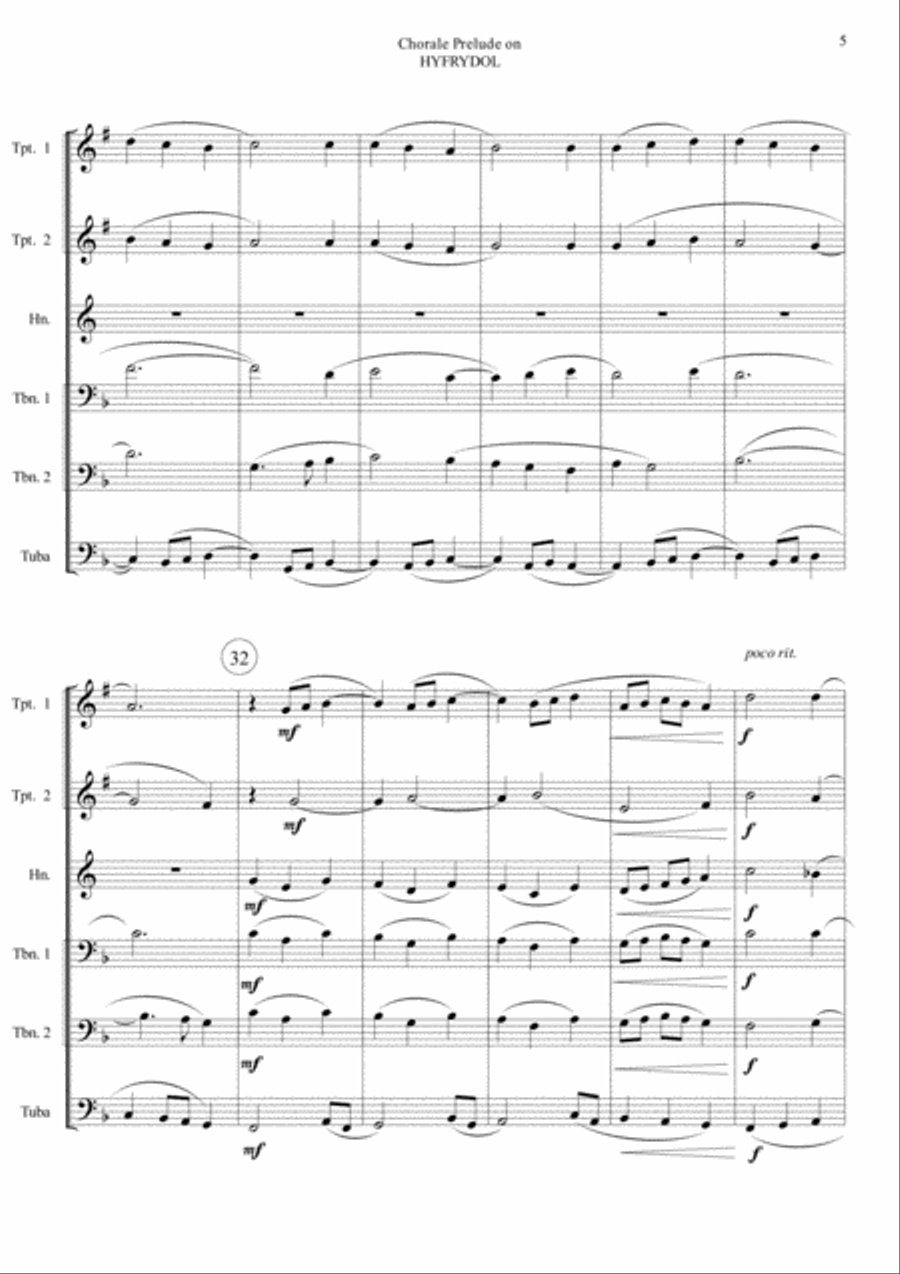 Chorale Prelude on Hyfrydol - Brass Sextet Brass Ensemble scores gallery preview page 5