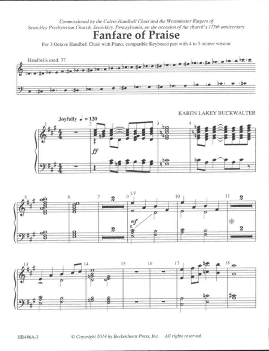 Fanfare of Praise - handbell part - 3 octaves 3-Octaves scores gallery preview page 3
