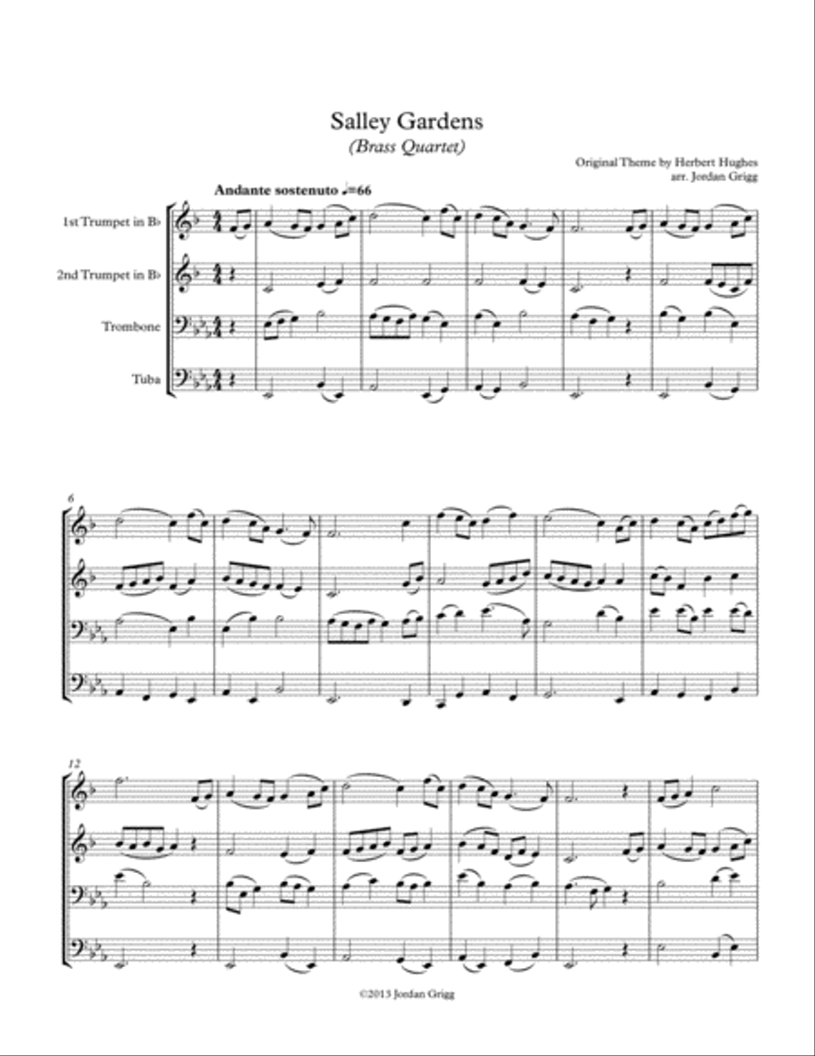 Salley Gardens (Brass Quartet) Brass Quartet scores gallery preview page 1