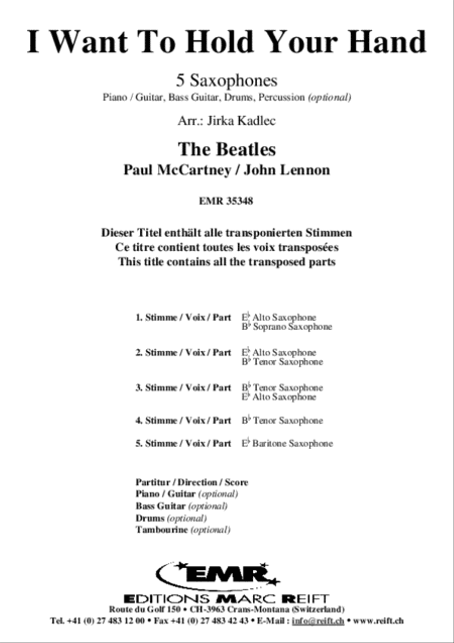 I Want To Hold Your Hand Saxophone Quintet scores gallery preview page 2