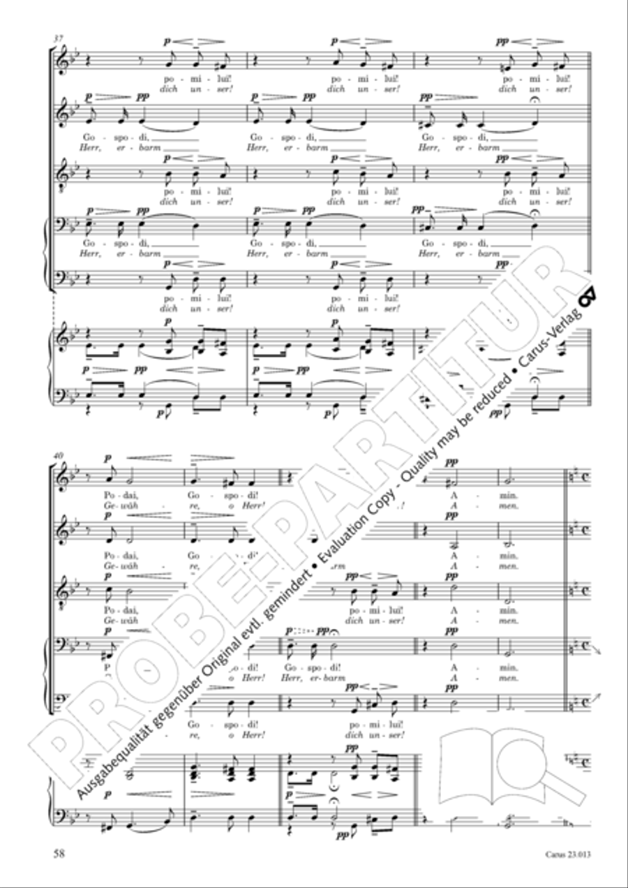 Liturgy of St. John Chrysostom op. 31 for mixed choir a cappella (Chrysostomos-Liturgie op. 31 fur Chor a cappella mit singbarem deutschem Text) A Cappella scores gallery preview page 80