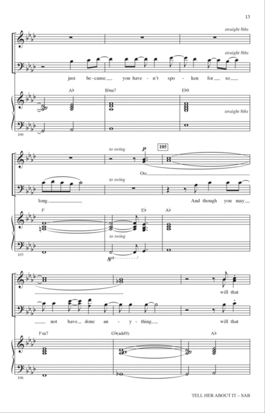 Tell Her About It (arr. Jack Zaino) 3-Part scores gallery preview page 11