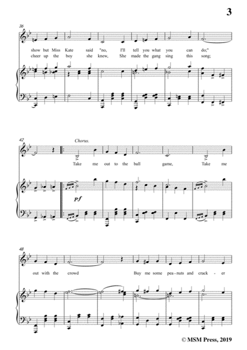 Albert Von Tilzer-Take Me Out To The Ball Game,in B flat Major,for Voice&Piano image number null