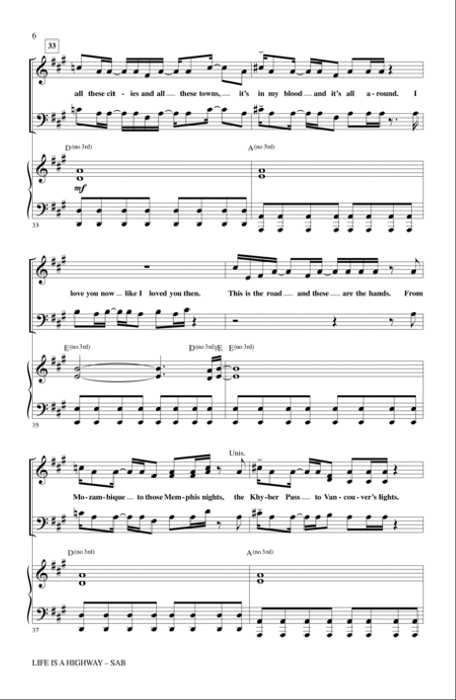 Life Is A Highway (from Cars) (arr. Alan Billingsley) 3-Part scores gallery preview page 5