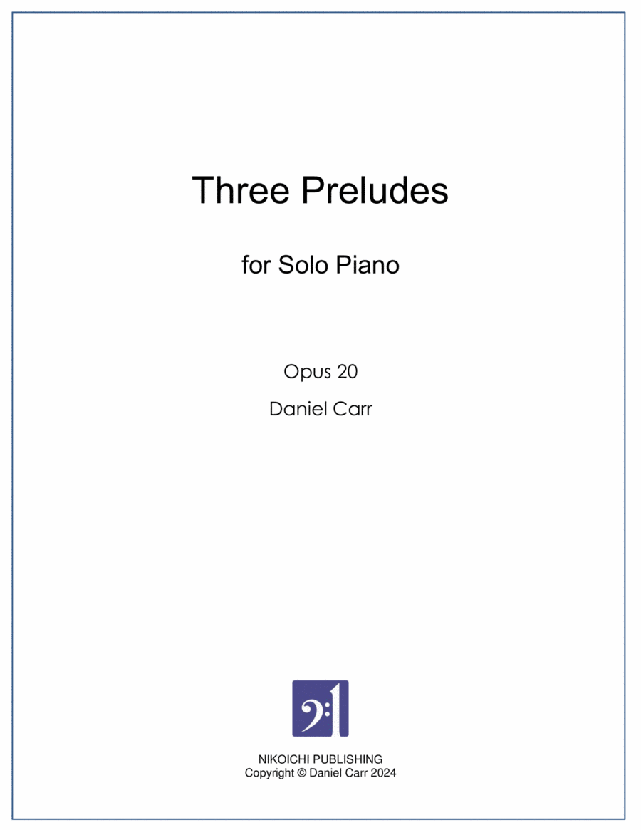 Three Preludes for Solo Piano - Opus 20 Piano Solo scores gallery preview page 1